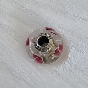 Pandora Murano Glass Charm with Pink Hearts